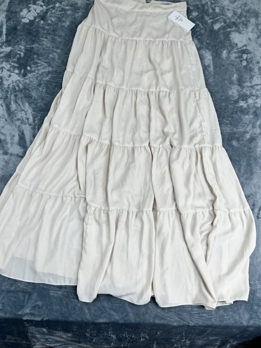 Saphira Womens Tiered Maxi Skirt Beige M NWT